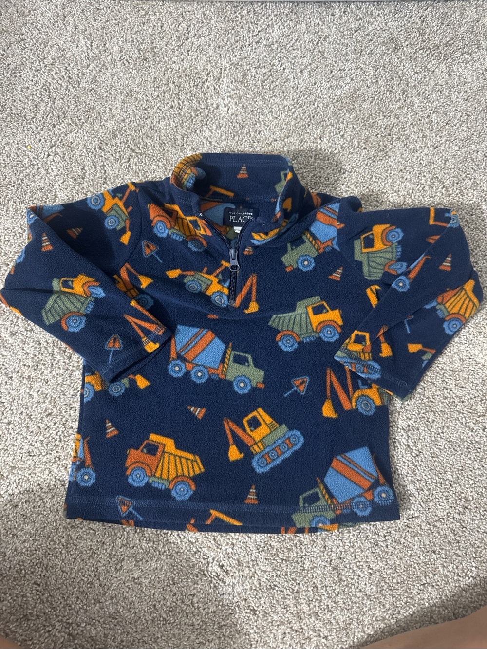 The Children's Place Navy Construction Trucks Fleece Pullover